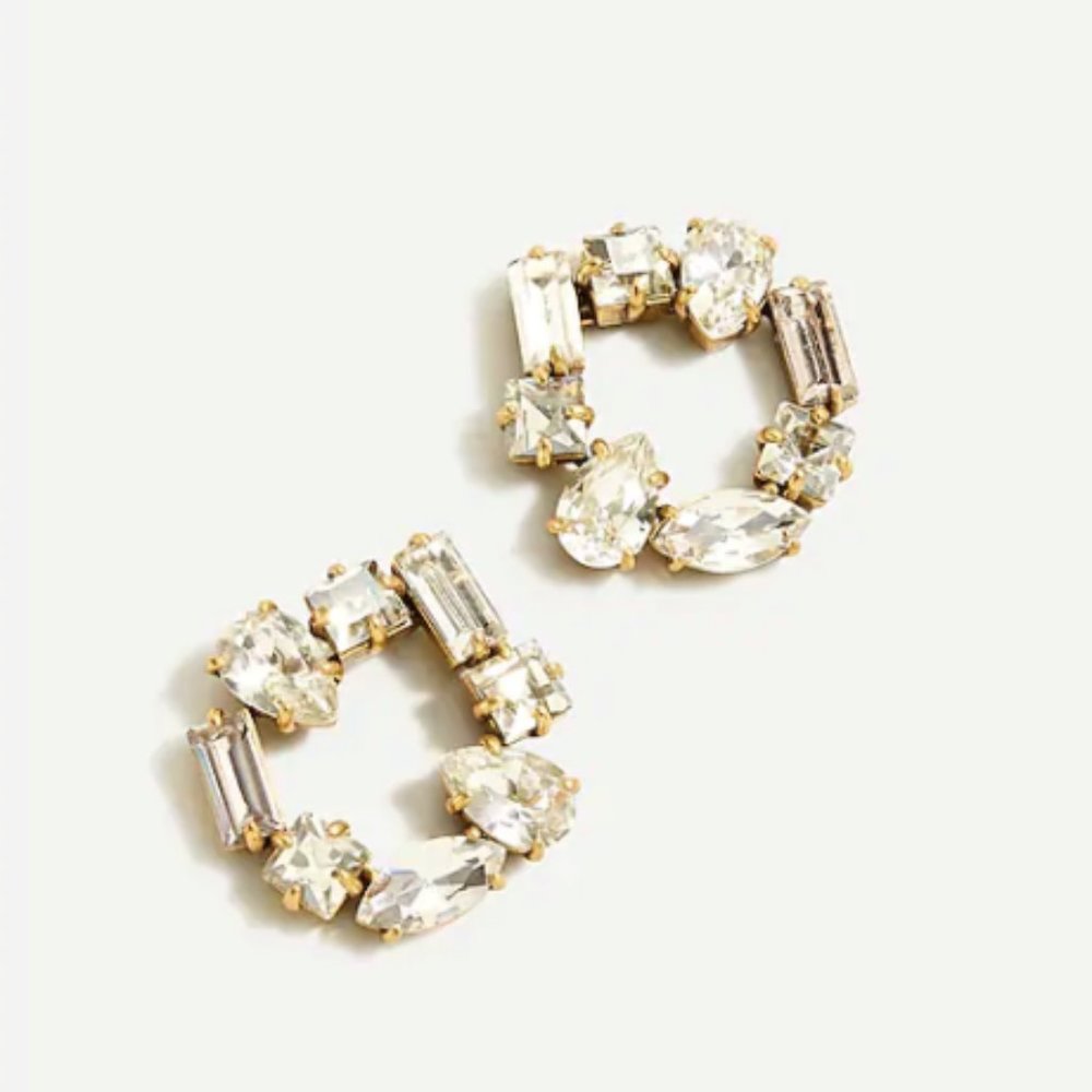 J. Crew Crystal Open Circle Earrings New!! - Picture 1 of 2